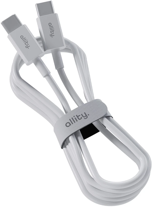 „Allity“ kabelis AUC-03 USB-C - USB-C 1,0 m 100W baltas