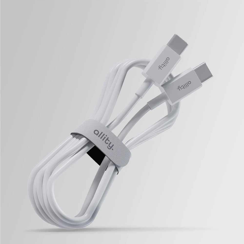 „Allity“ kabelis AUC-03 USB-C - USB-C 1,0 m 100W baltas