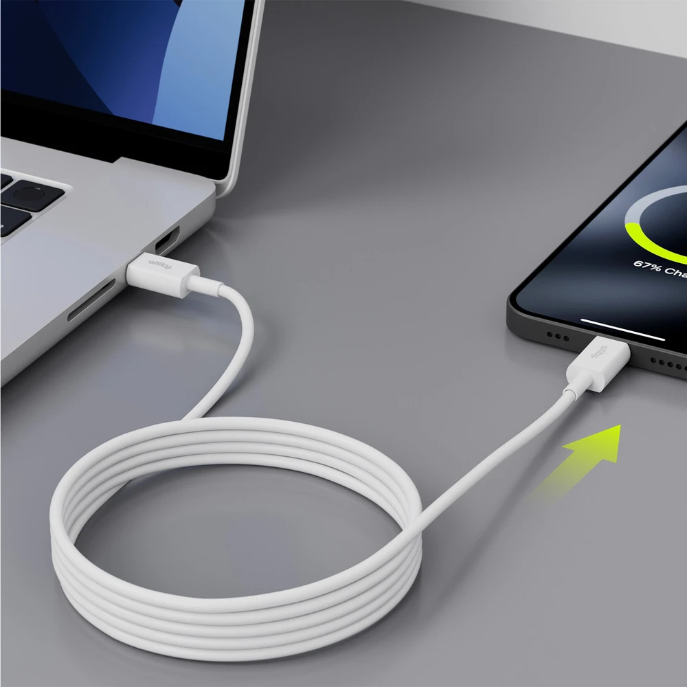 „Allity“ kabelis AUC-03 USB-C - USB-C 2.0 m 100W baltas