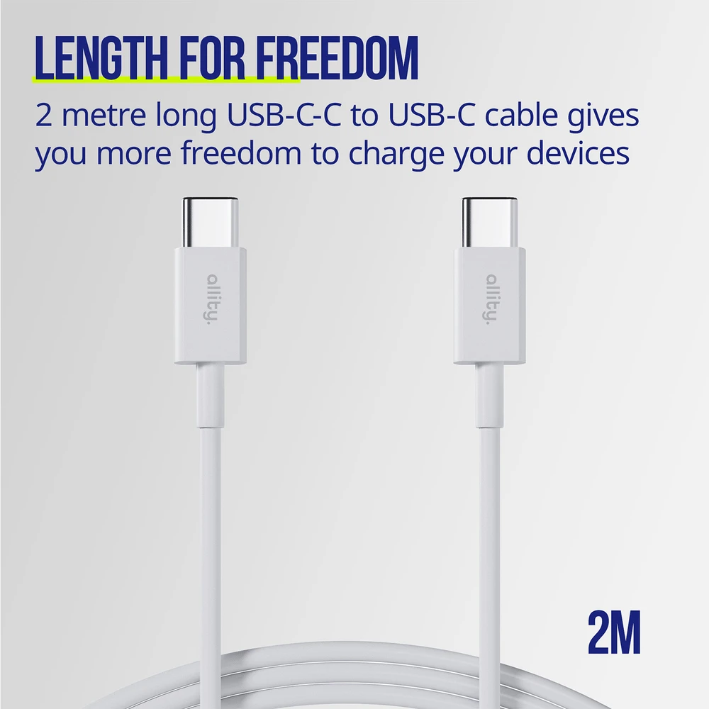 Allity Sp. su o.o. Allity kabelis AUC-03 USB-C - USB-C 2.0 m 60W baltas