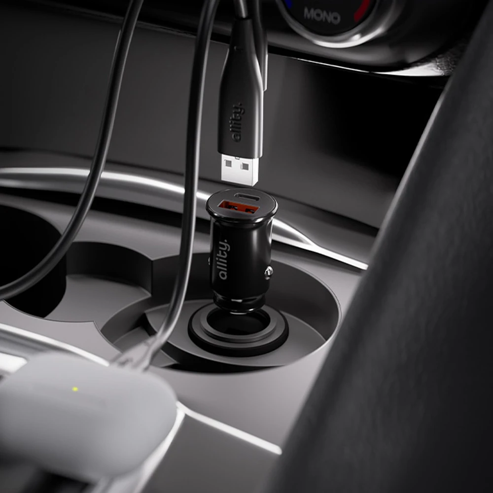 Allity Sp. su o.o. „Allity“ automobilinis įkroviklis ACC-100-30WAC, 1x USB-C, 1x USB-A, 30W, juodas
