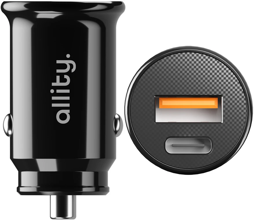 Allity Sp. su o.o. „Allity“ automobilinis įkroviklis ACC-100-30WAC, 1x USB-C, 1x USB-A, 30W, juodas
