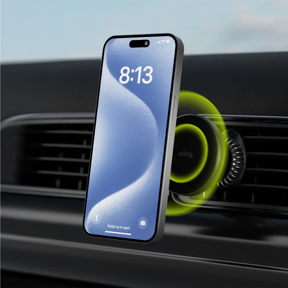 "Allity" automobilinis laikiklis oro angai ACH-300 magnetinis su belaidžiu įkrovimu, juodas 15W