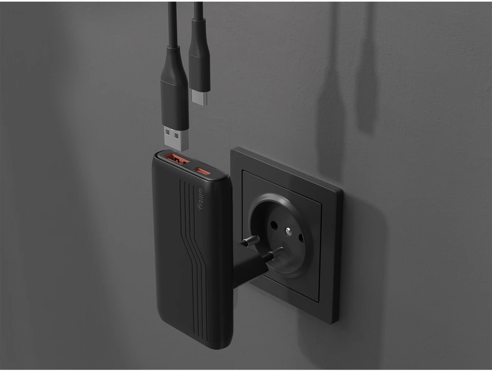 Allity Sp. su o.o. „Allity GaN PD QC“ įkroviklis ATC-02-65WAC 1x USB-C 1x USB-A 65W juodas