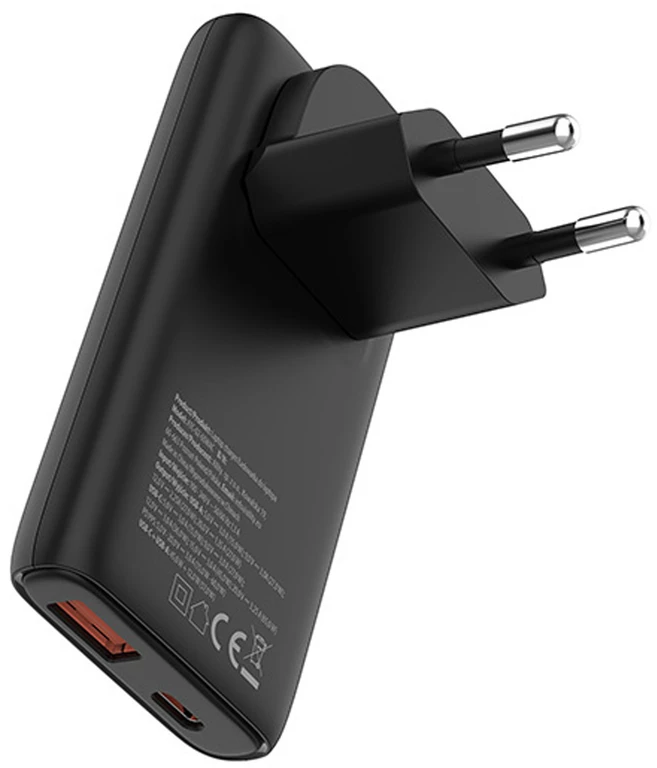 Allity Sp. su o.o. „Allity GaN PD QC“ įkroviklis ATC-02-65WAC 1x USB-C 1x USB-A 65W juodas