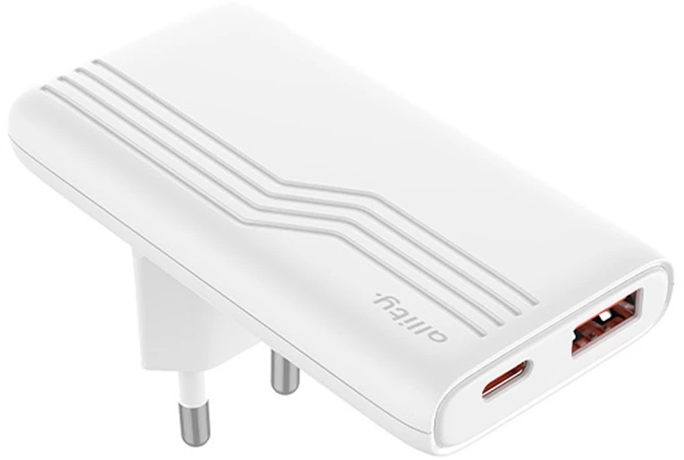 Allity Sp. su o.o. „Allity GaN PD QC“ įkroviklis ATC-02-65WAC 1x USB-C 1x USB-A 65W baltas