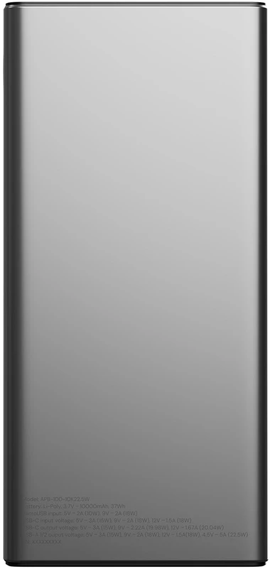 Allity Sp. su o.o. „Allity“ išorinė baterija APB-100 PD QC 22,5 W 10000 mAh, pilka