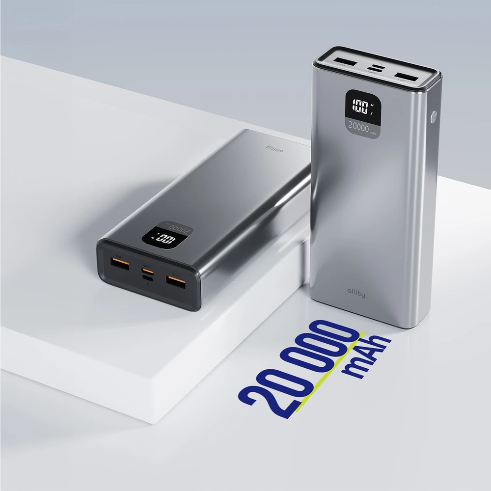 „Allity Sp. su o.o.“ „Allity“ išorinė baterija APB-100 PD QC 22,5 W 20000 mAh pilka