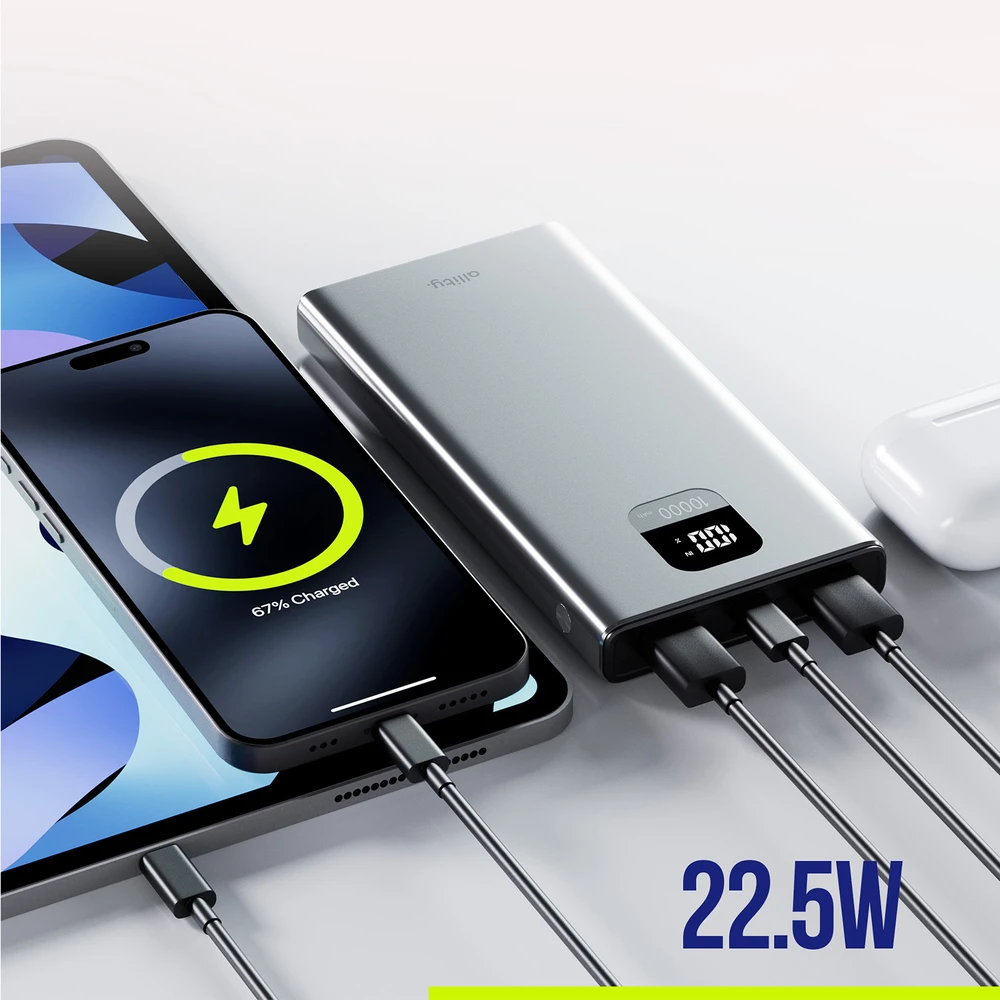 Allity Sp. su o.o. „Allity“ išorinė baterija APB-100 PD QC 22,5 W 10000 mAh, pilka