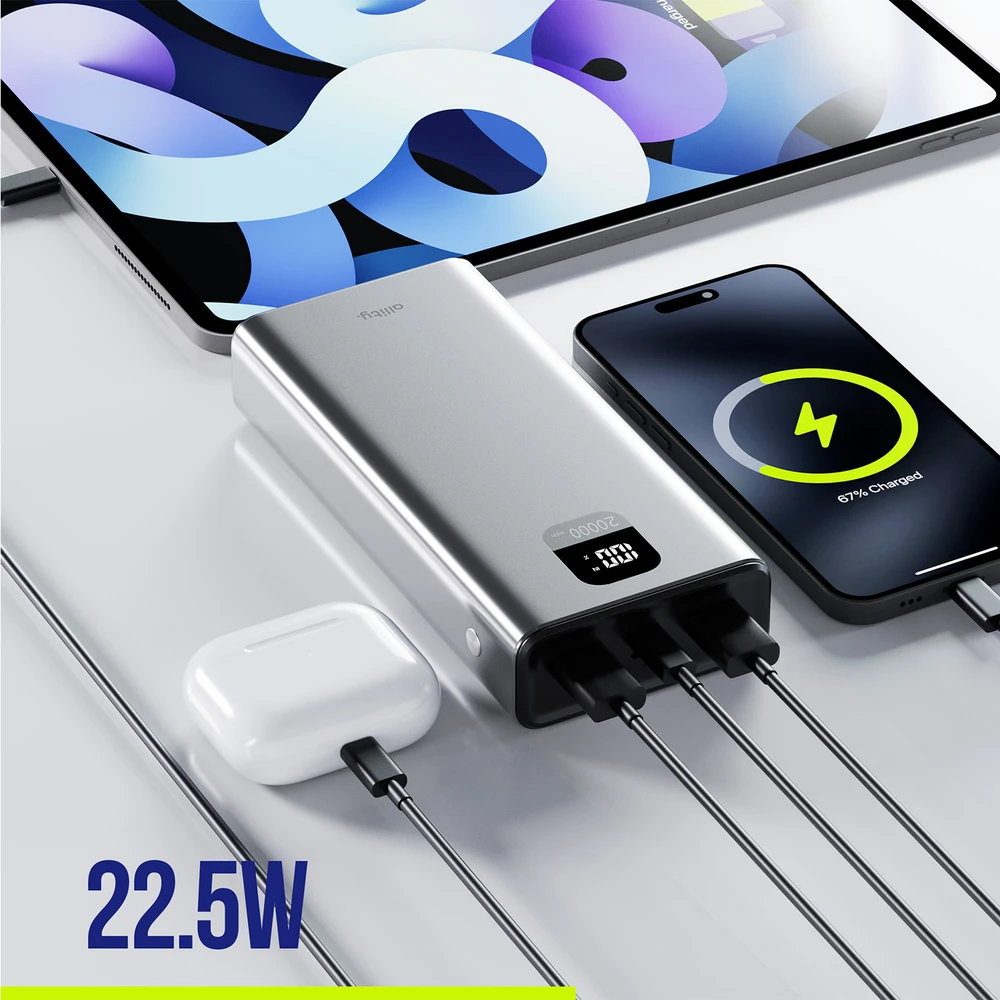 „Allity Sp. su o.o.“ „Allity“ išorinė baterija APB-100 PD QC 22,5 W 20000 mAh pilka