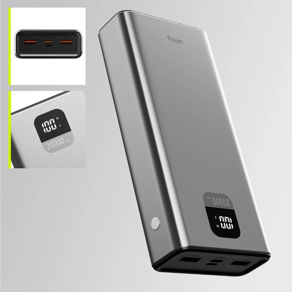 „Allity Sp. su o.o.“ „Allity“ išorinė baterija APB-100 PD QC 22,5 W 20000 mAh pilka
