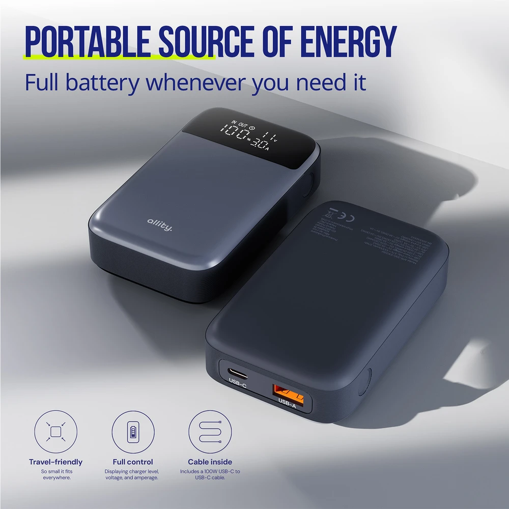 „Allity Sp. su o.o.“ „Allity“ išorinė baterija APB-200 PD QC 33W 10000 mAh pilka