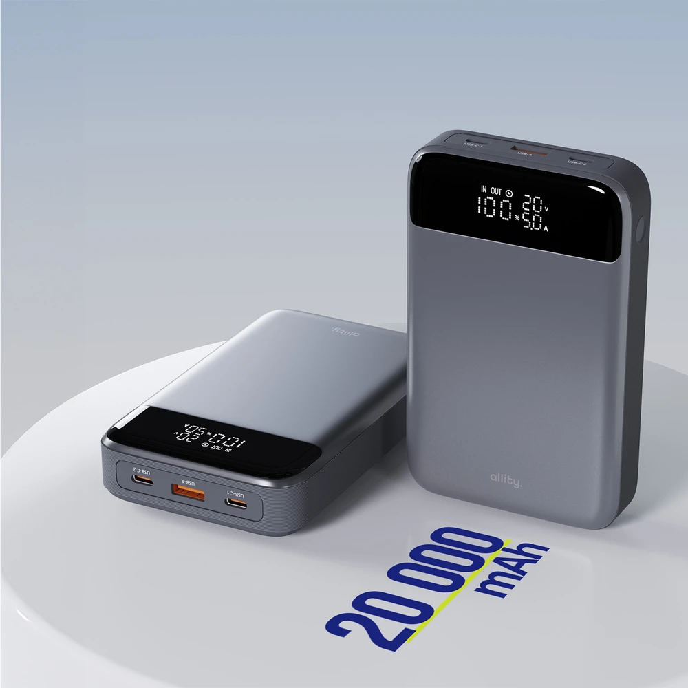 „Allity Sp. su o.o.“ „Allity“ nešiojamojo kompiuterio išorinė baterija APB-200 PD, QC, 130 W, 19200 mAh, pilka