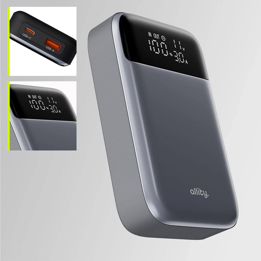 „Allity Sp. su o.o.“ „Allity“ išorinė baterija APB-200 PD QC 33W 10000 mAh pilka