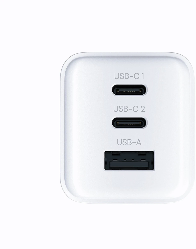 "Allity" sieninis įkroviklis GaN PD QC ATC-01-65WACC 2x USB-C 1x USB-A 65W baltas