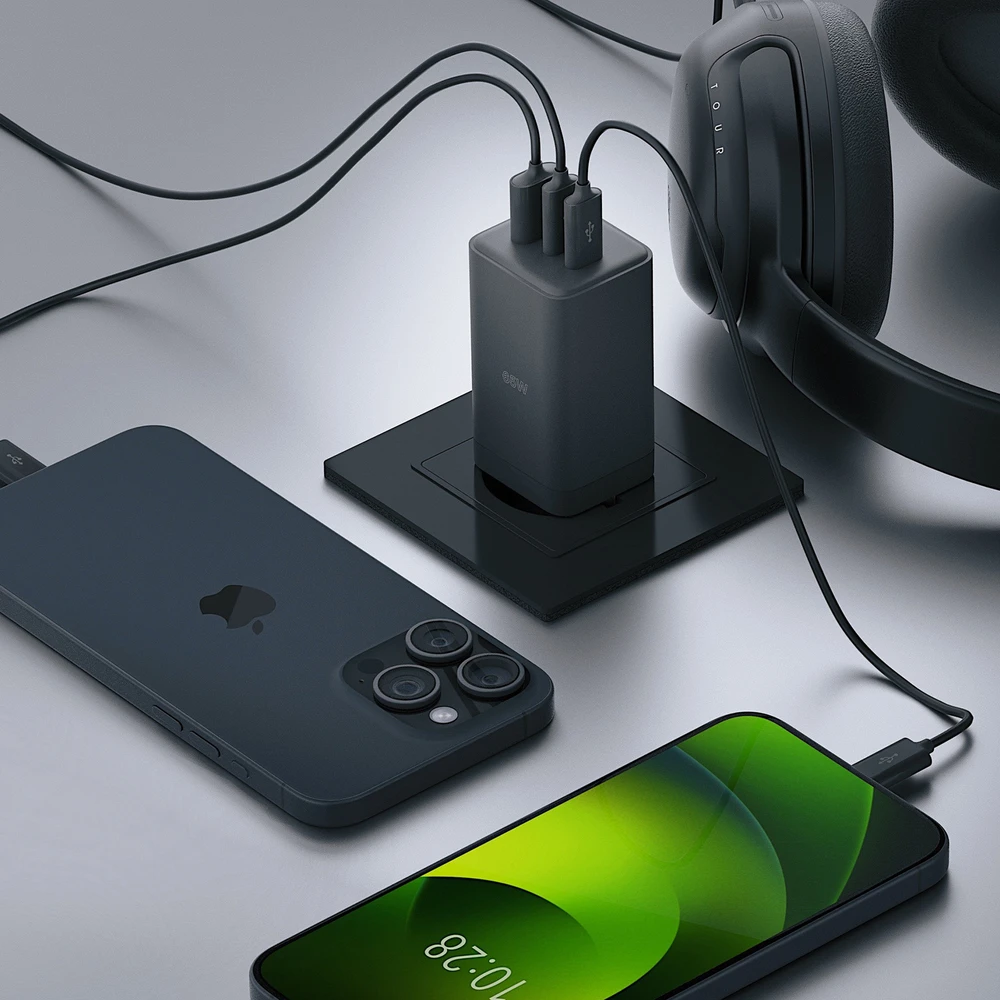 Allity Sp. su o.o. Allity sieninis įkroviklis GaN PD QC ATC-01-65WACC 2x USB-C 1x USB-A 65W juodas