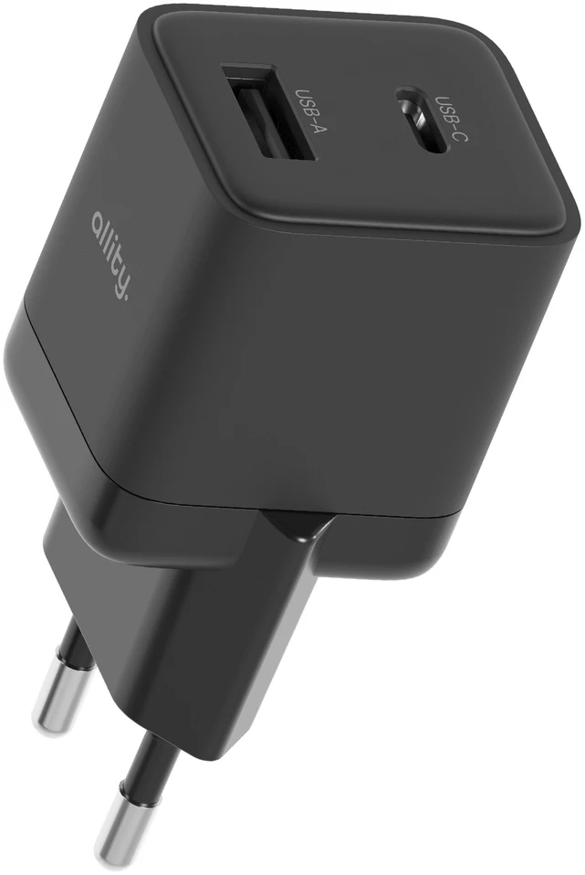 Allity Sp. su o.o. Allity sieninis įkroviklis GaN PD QC ATC-01-20WAC 1x USB-C 1x USB-A 20W juodas