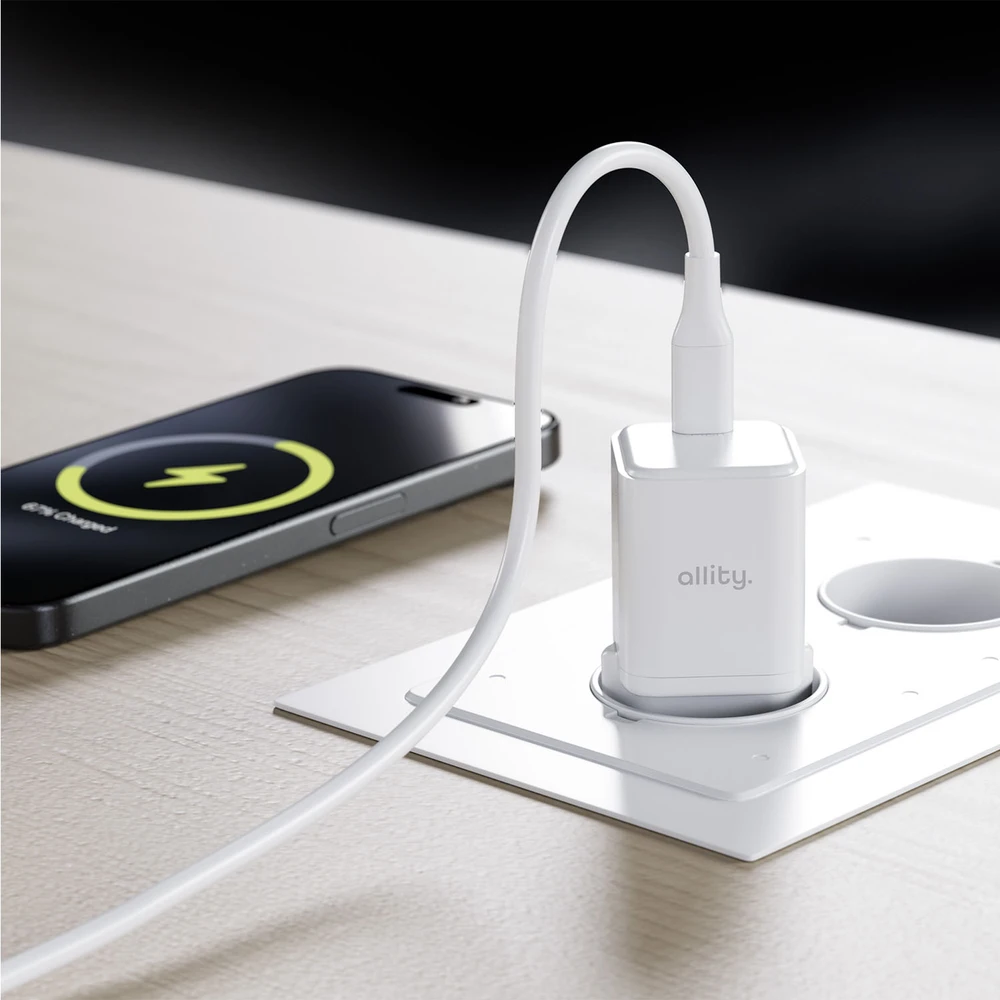 "Allity" sieninis įkroviklis GaN PD QC ATC-01-20WC 1x USB-C 20W baltas