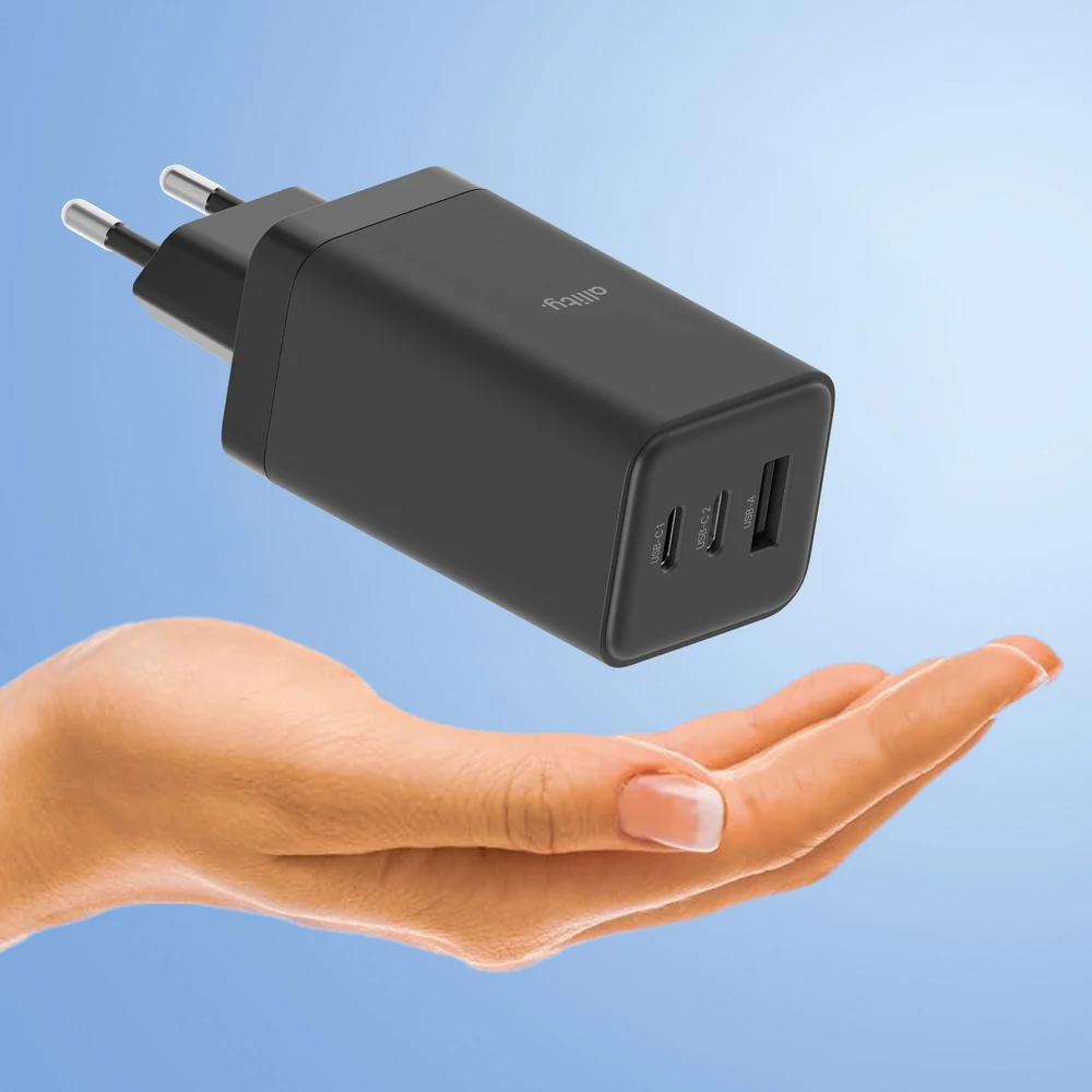 Allity Sp. su o.o. Allity sieninis įkroviklis GaN PD QC ATC-01-65WACC 2x USB-C 1x USB-A 65W juodas