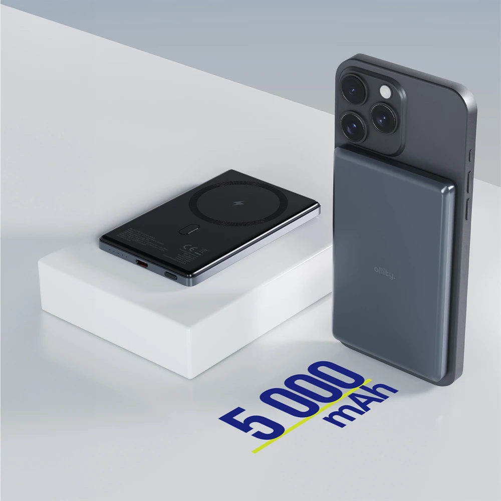 „Allity Sp. su o.o.“ „Allity“ belaidė išorinė baterija APB-300 PD QC 20W 5000 mAh magnetinė pilka