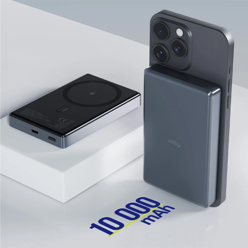 „Allity Sp. su o.o.“ „Allity“ belaidė išorinė baterija APB-300 PD QC 20W 10000 mAh magnetinė pilka