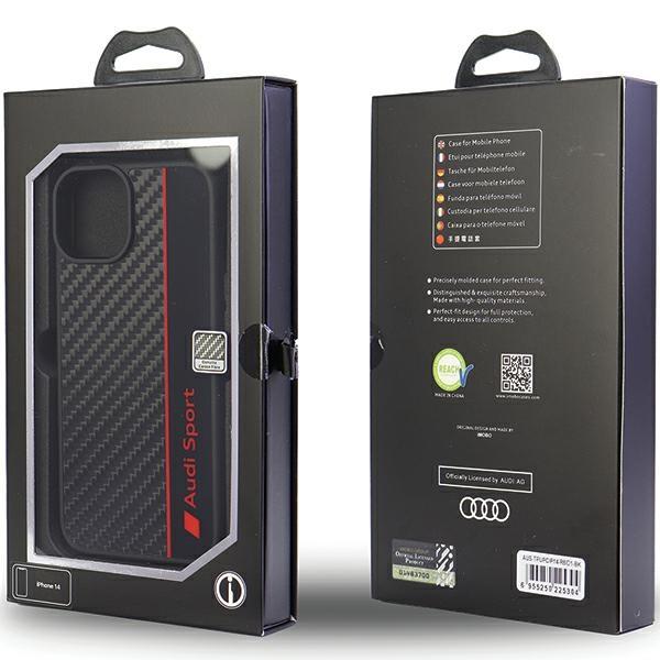 Dėklas Apple iPhone 14 Audi Carbon Fiber Stripe (AUS-TPUPCIP14-R8/D1-BK) juodos spalvos