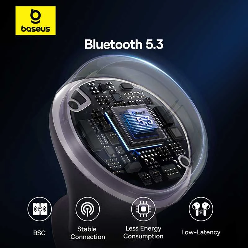 BASEUS belaidės bluetooth ausinės TWS ENC IPX4 Bowie E18 violetinės spalvos