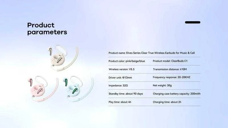 Belaidės TWS ausinės REMAX ClearBuds C1 Bluetooth 5.3: Spalva - Mėlyna