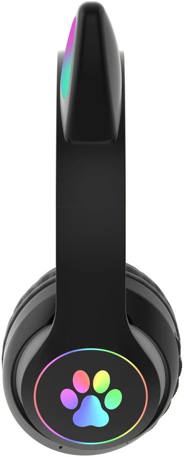Ausinės vaikams BLUETOOTH LED / KOCIE USZY, Juodas / JUODA