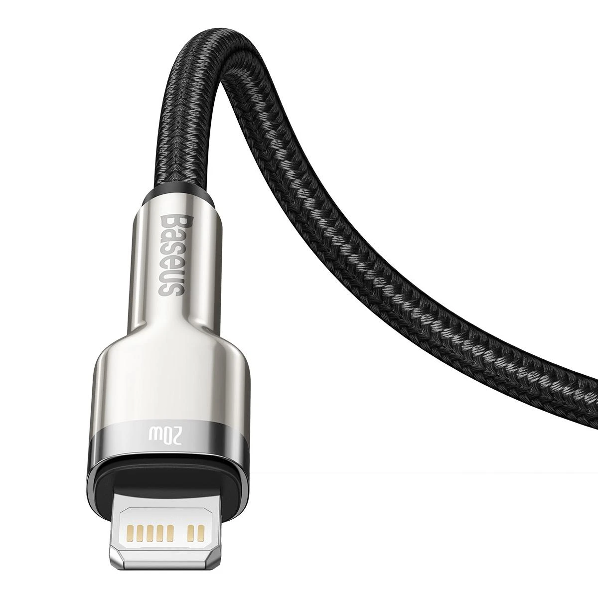 Baseus Cafule Metalinis duomenų kabelis USB Type C/ Lightning - 20W Maitinimas 0.25m, Juodas (Juodas)