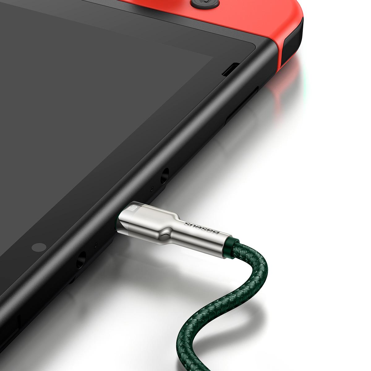 Baseus Cafule USB-C - USB-C laidas 100W 2m - Žalias
