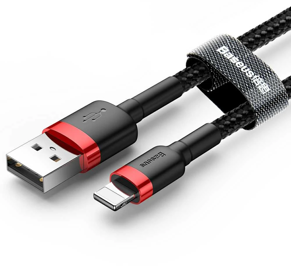 Baseus Cafule USB - Lightning kabelis 2.4A 0.5m - Raudonas - Juodas
