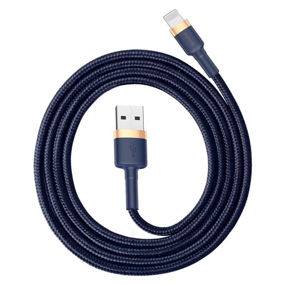 Baseus Cafule Lightning kabelis 2.4A 1m - Auksinis / Tamsiai mėlynas