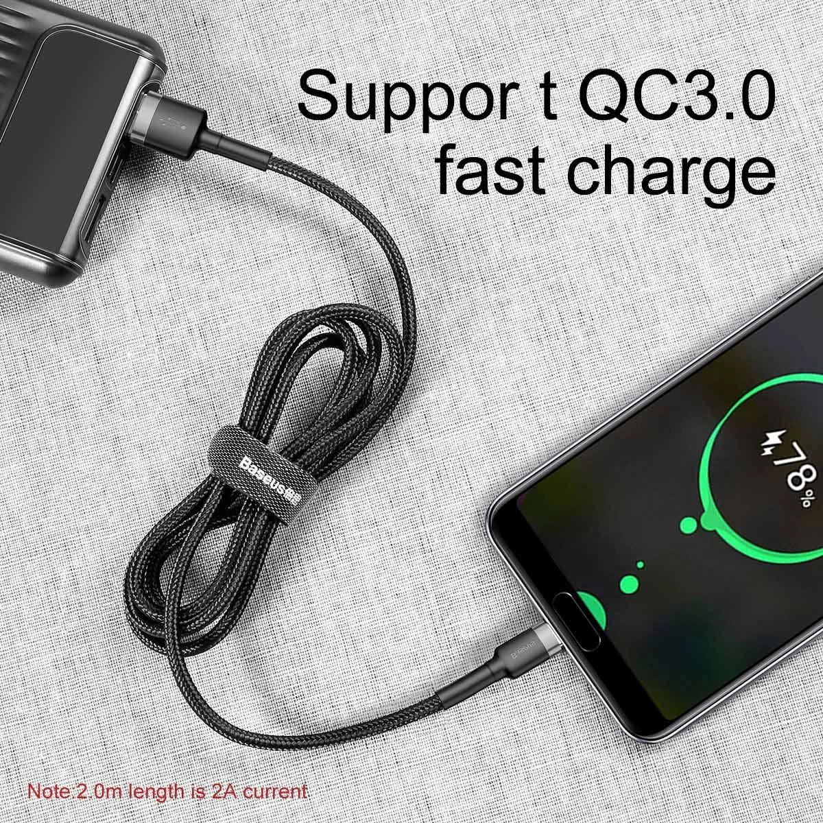 Baseus Cafule kabelis USB-C 3A 0.5m - Pilkas / Juodas