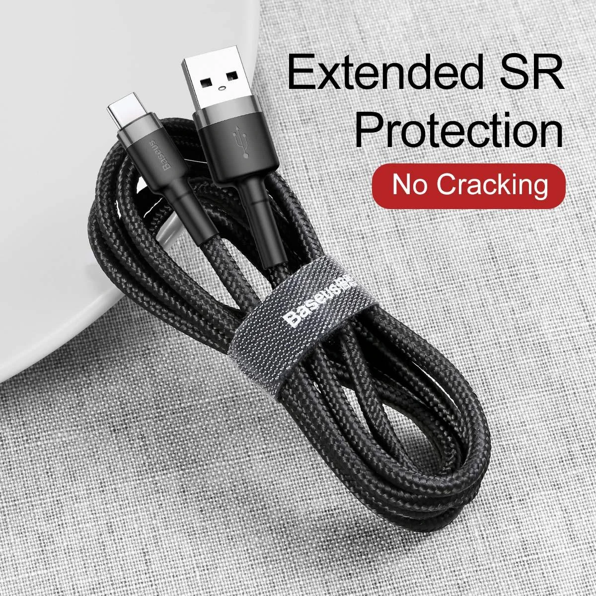 Baseus Cafule kabelis USB-C 3A 0.5m - Pilkas / Juodas