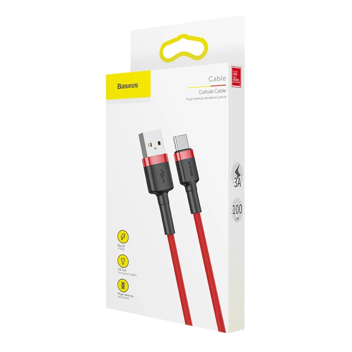 Baseus Cafule kabelis USB-C 3A 1m - Raudonas