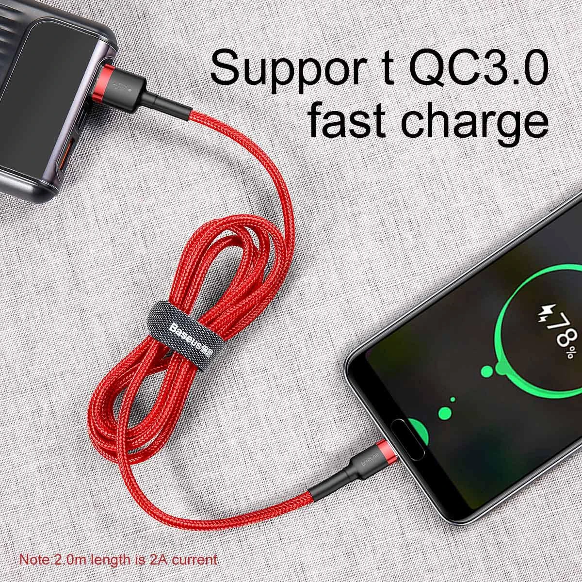 Baseus Cafule kabelis USB-C 3A 1m - Raudonas