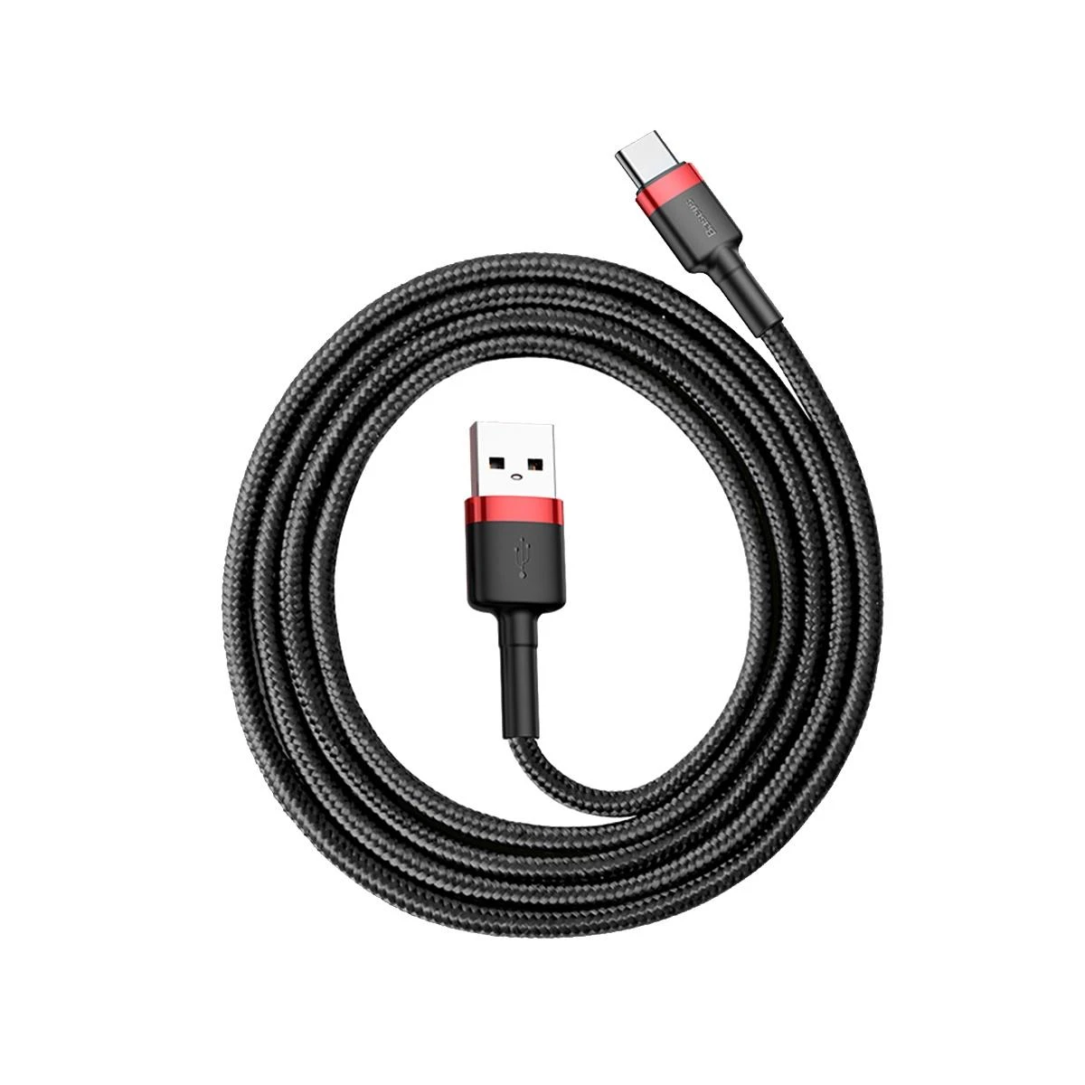 Kabelis Baseus USB2.0 A kištukas - USB C kištukas 1 m, QC3.0 su nailoniniu šarvu , raudonas/juodas
