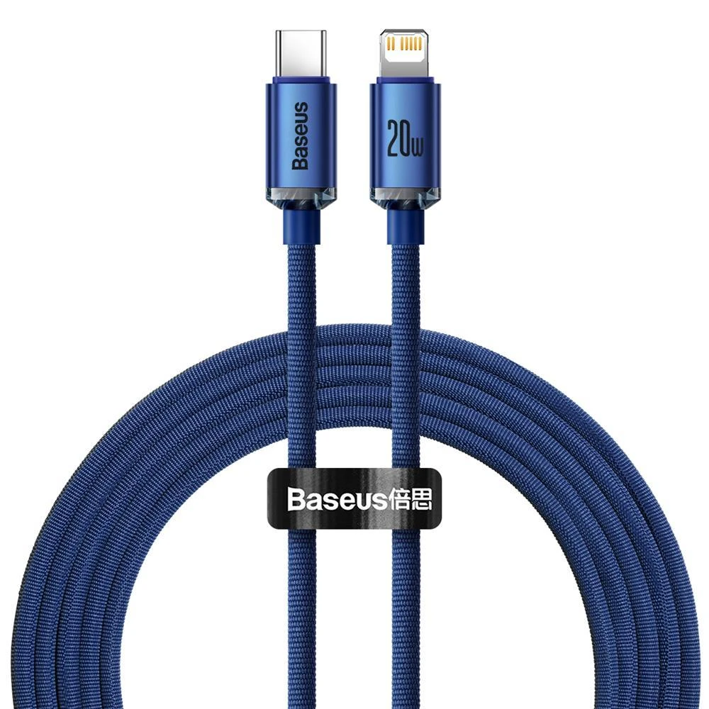 Baseus laidas Crystal Shine USB-C – Lightning 2,0 m 20W mėlynas