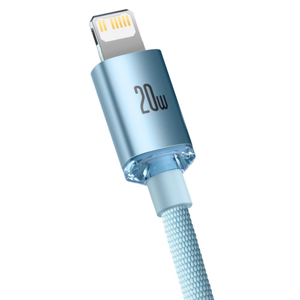 USB-C laidas prie „iP Baseus Crystal Shine“, 20W, 2m (mėlyna)