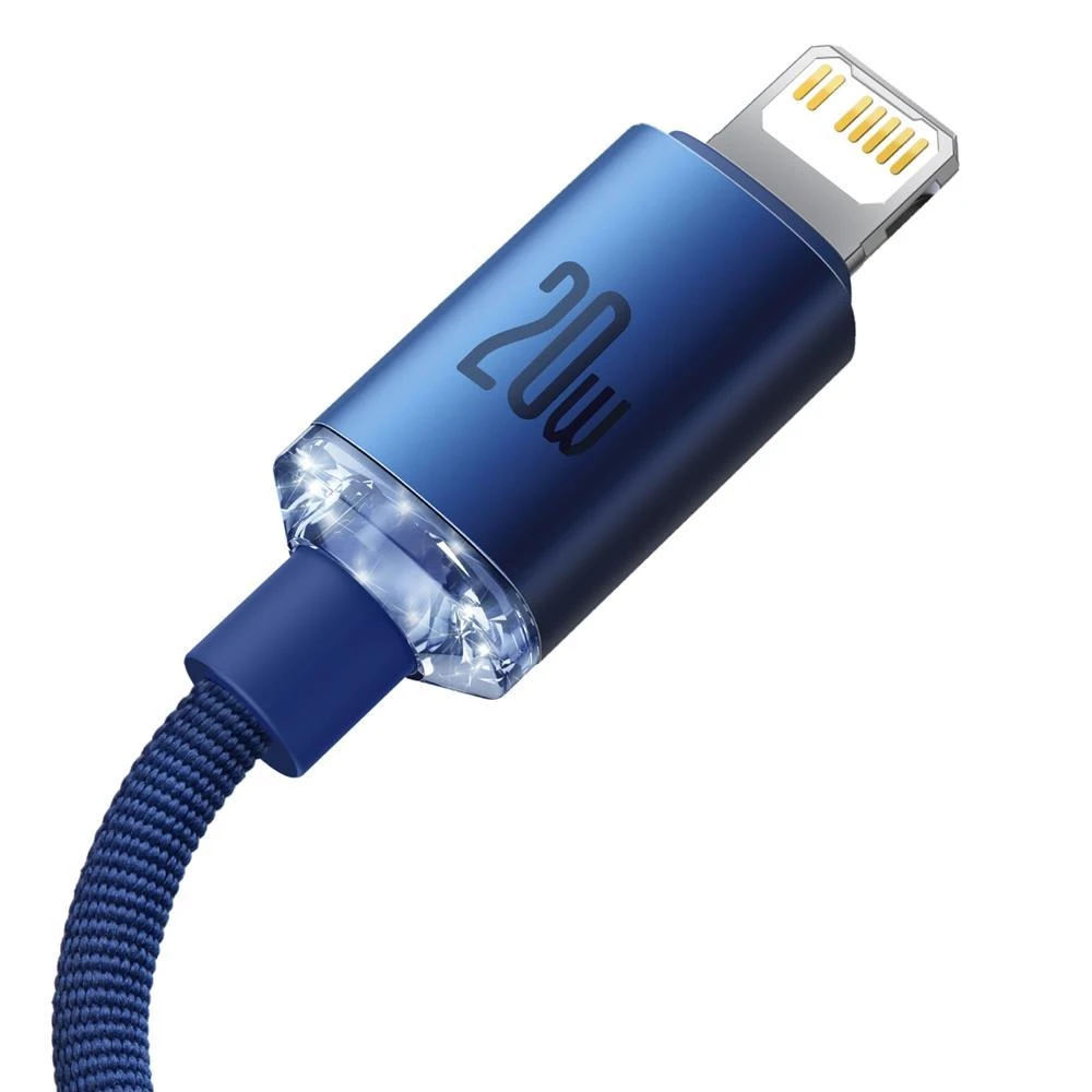 Baseus laidas Crystal Shine USB-C – Lightning 2,0 m 20W mėlynas