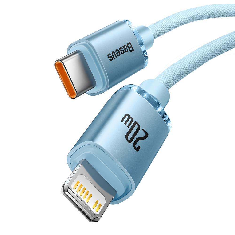 USB-C laidas prie „iP Baseus Crystal Shine“, 20W, 2m (mėlyna)