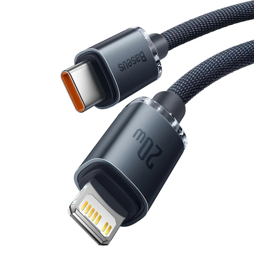 Baseus Crystal Shine USB-C į Lightning jungties laidas, 20W, PD, 2m juodos spalvos
