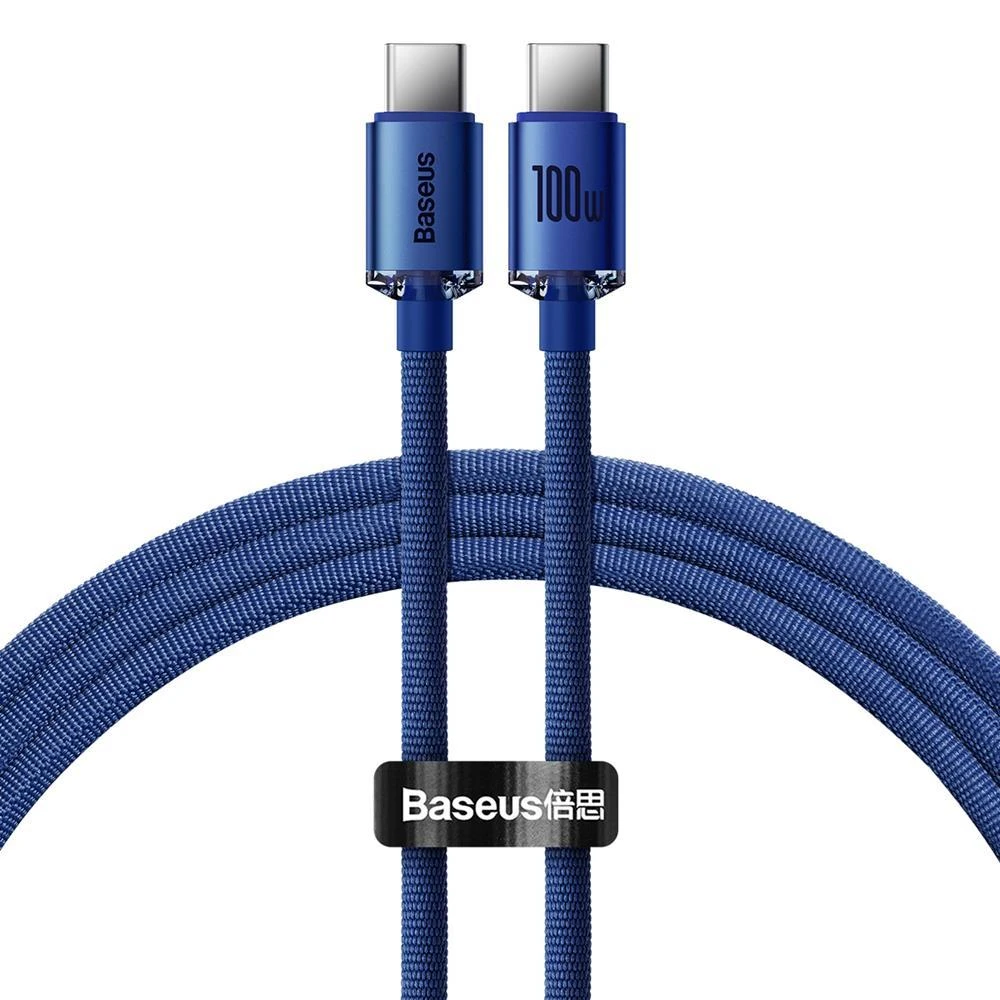 Baseus Crystal Shine kabelis USB-C - USB-C 100W 1.2m mėlynas