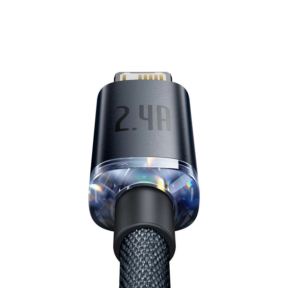 Baseus Crystal Shine laidas USB - Lightning 2.4A 1.2m - Juodas