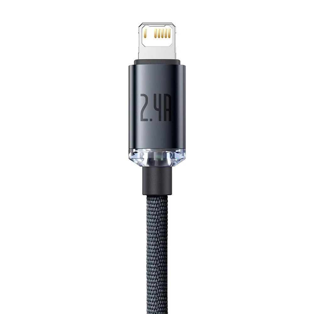 Baseus Crystal Shine laidas USB - Lightning 2.4A 1.2m - Juodas