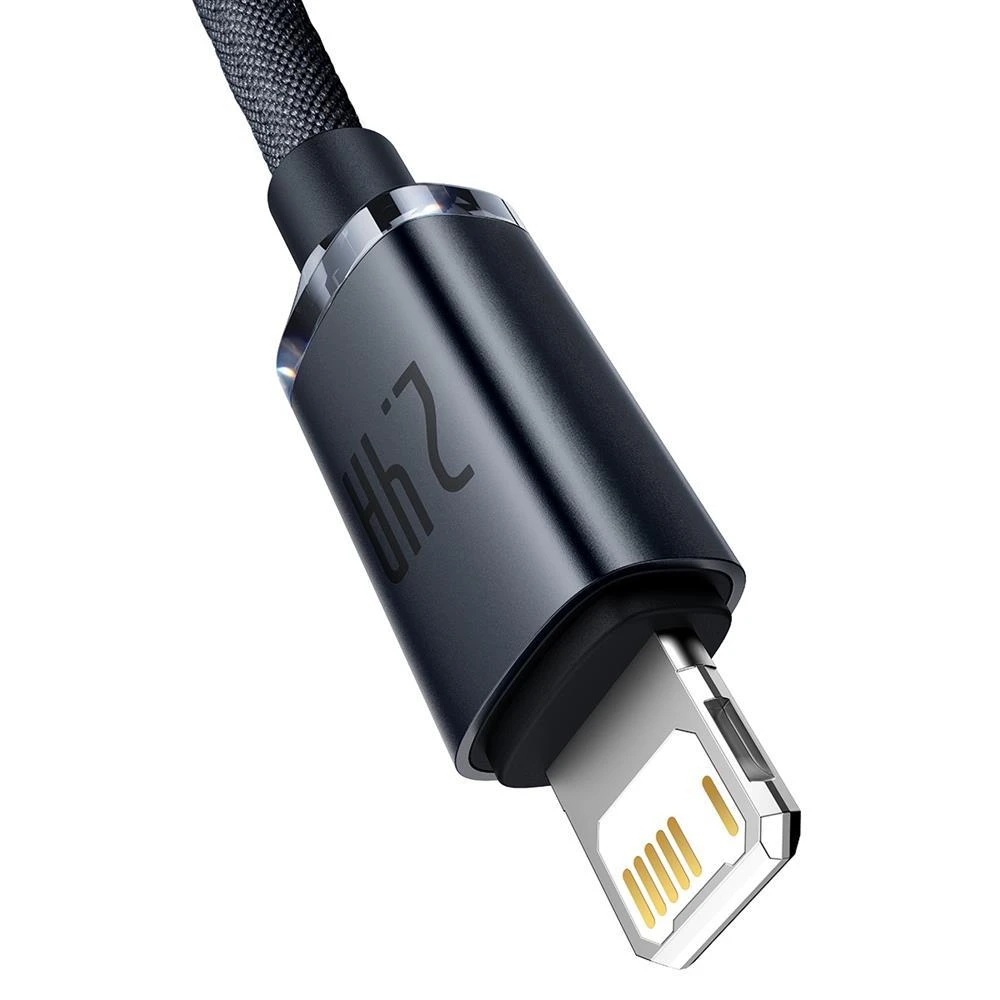 Baseus Crystal Shine kabelis USB į Lightning, 2.4A, 2m juodos spalvos