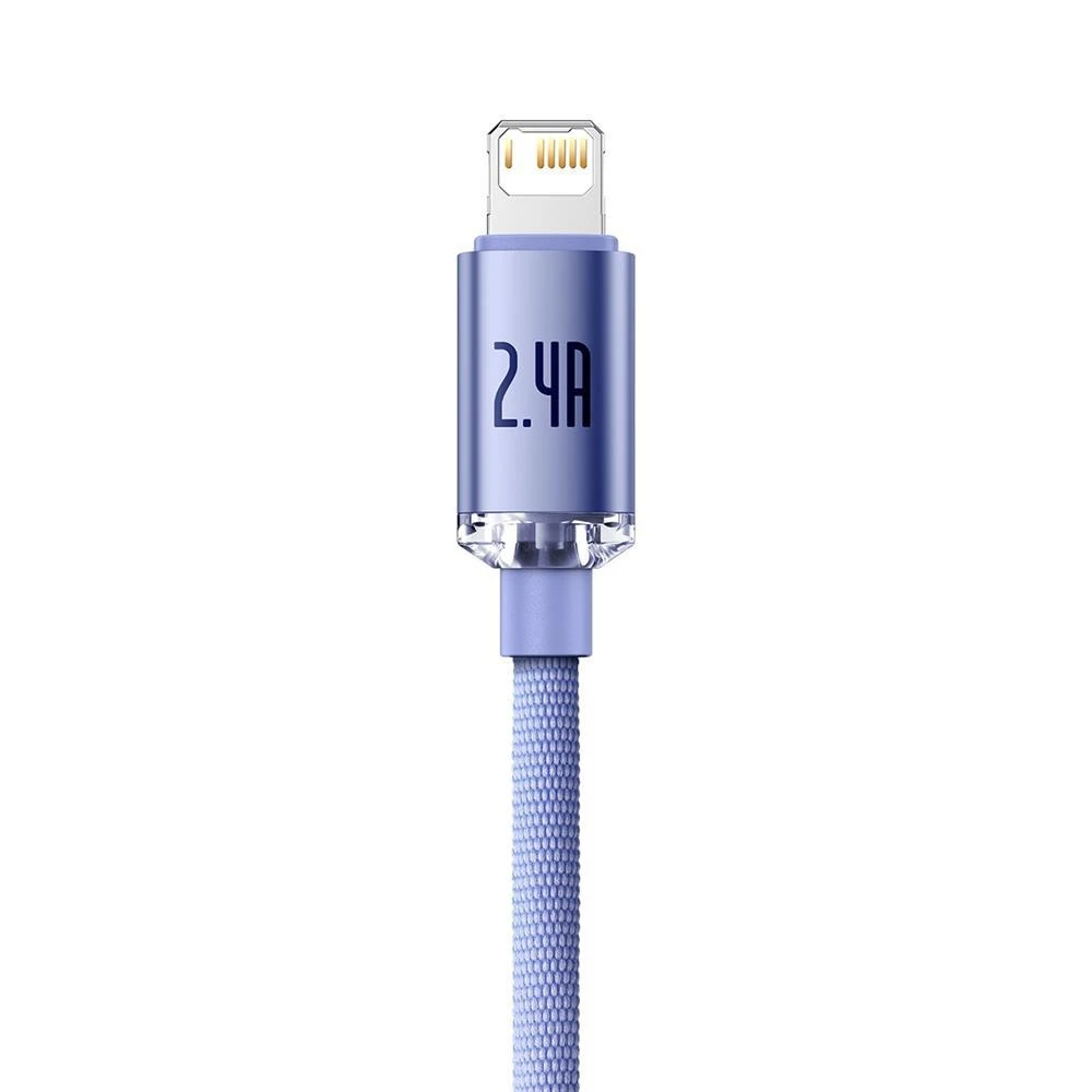 Baseus Crystal Shine kabelis USB - Lightning 2.4A 2m - Violetinis