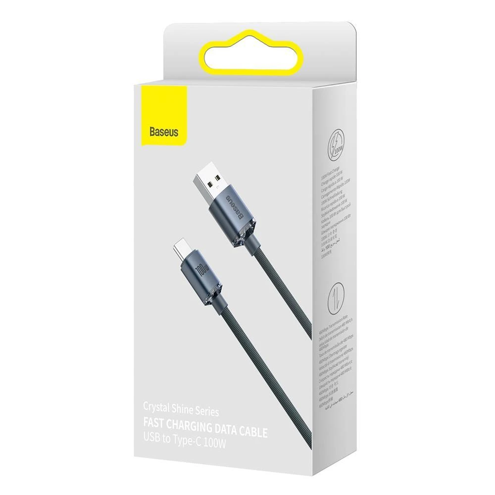 Baseus Crystal USB - USB-C laidas 100W 1.2m - Juodas