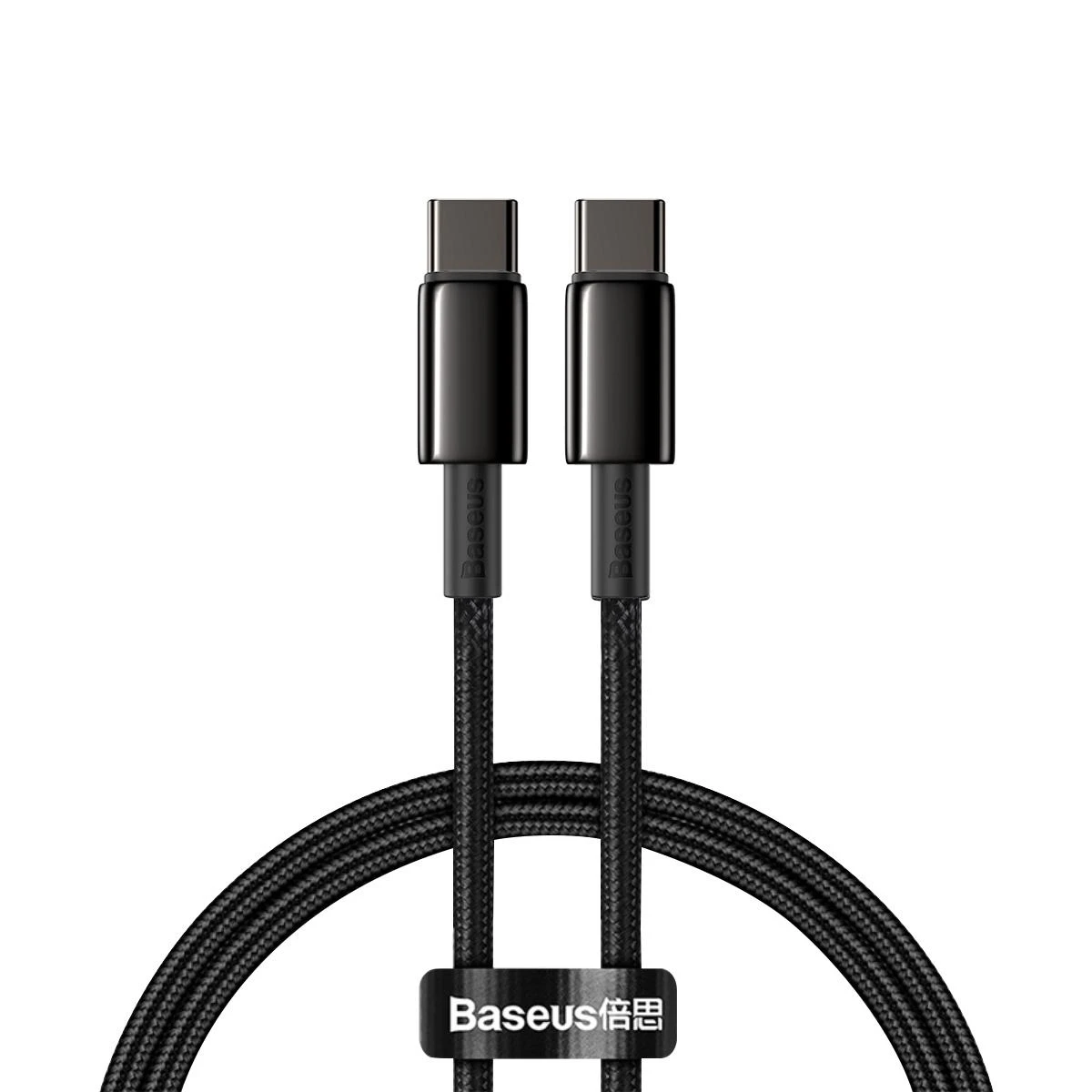 USB laidas Baseus Tungsten Gold Fast Data Type-C iki Type-C 100W 1.0m juodas CATWJ-01